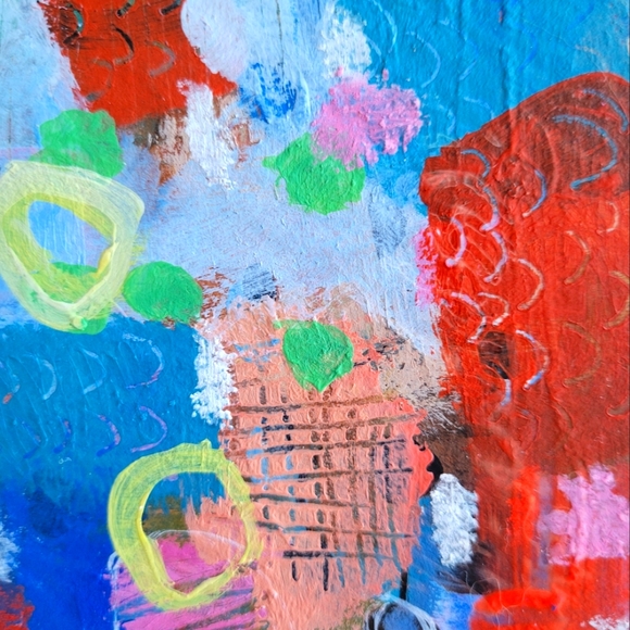 Original Abstract Shapes Painting Acrylic on Fine Art Paper, 9x12" - Picture 5 of 6